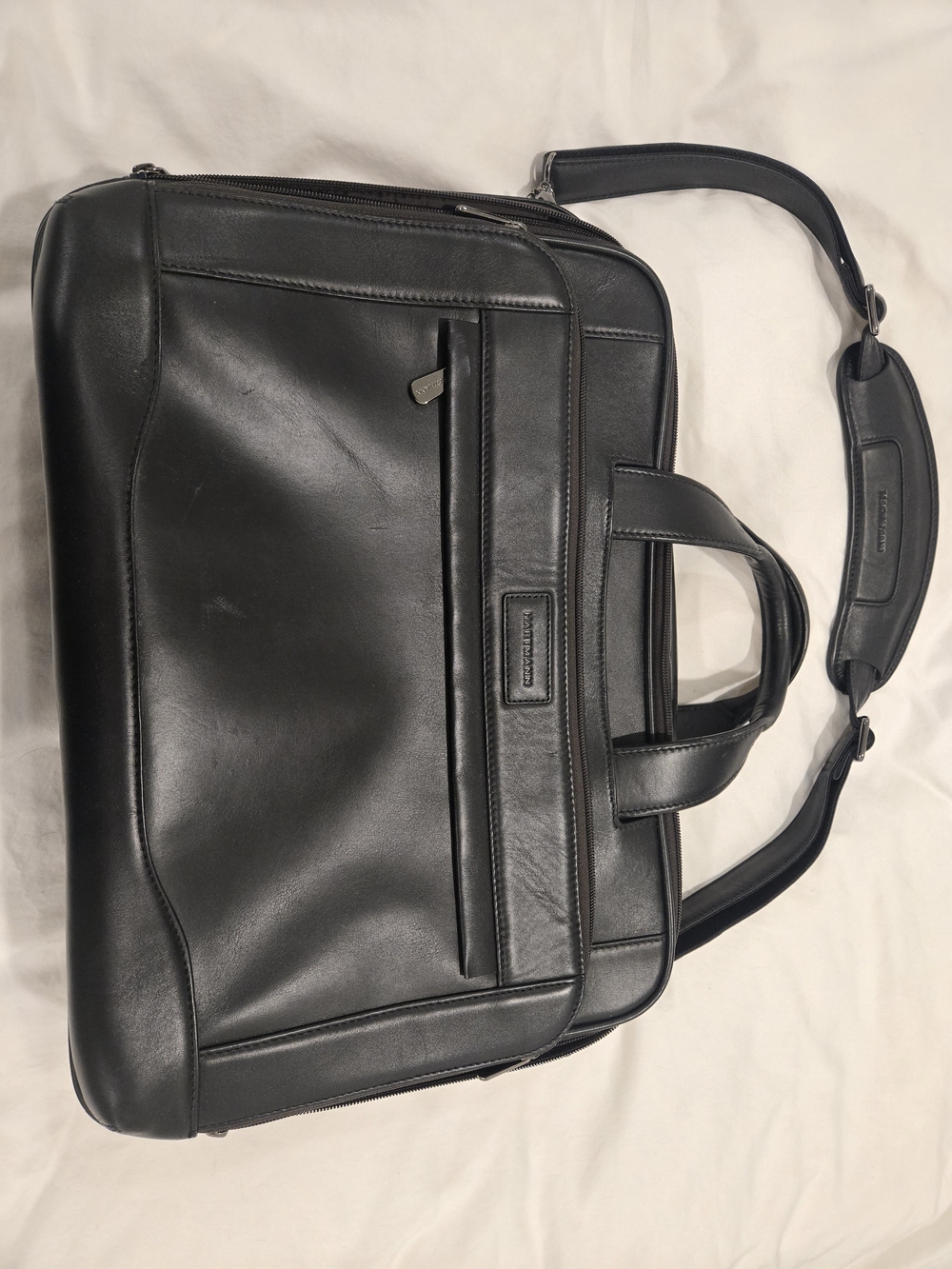 Black Leather HARTMANN Briefcase Bag